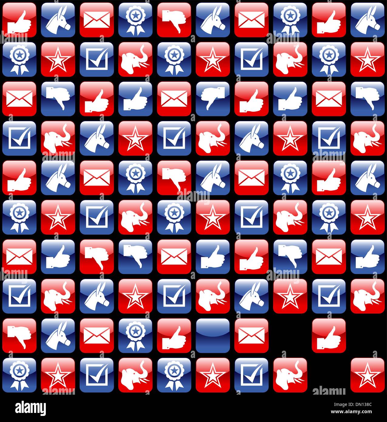 USA elections glossy internet icons pattern Stock Vector