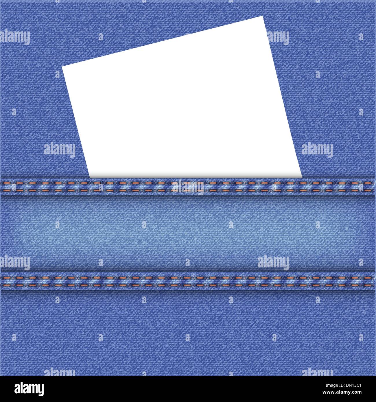 Vector illustration of jeans background with white note paper. Stock Vector