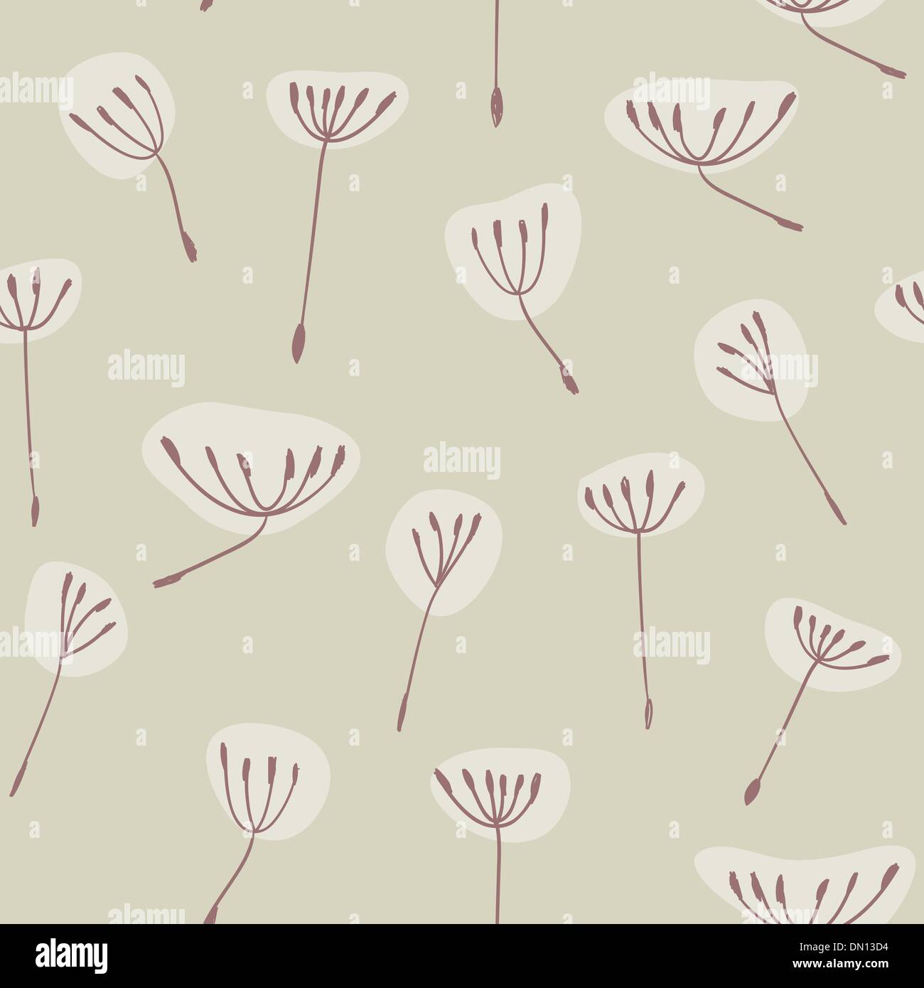 Seamless pattern with pastel dandelion flowers Stock Vector