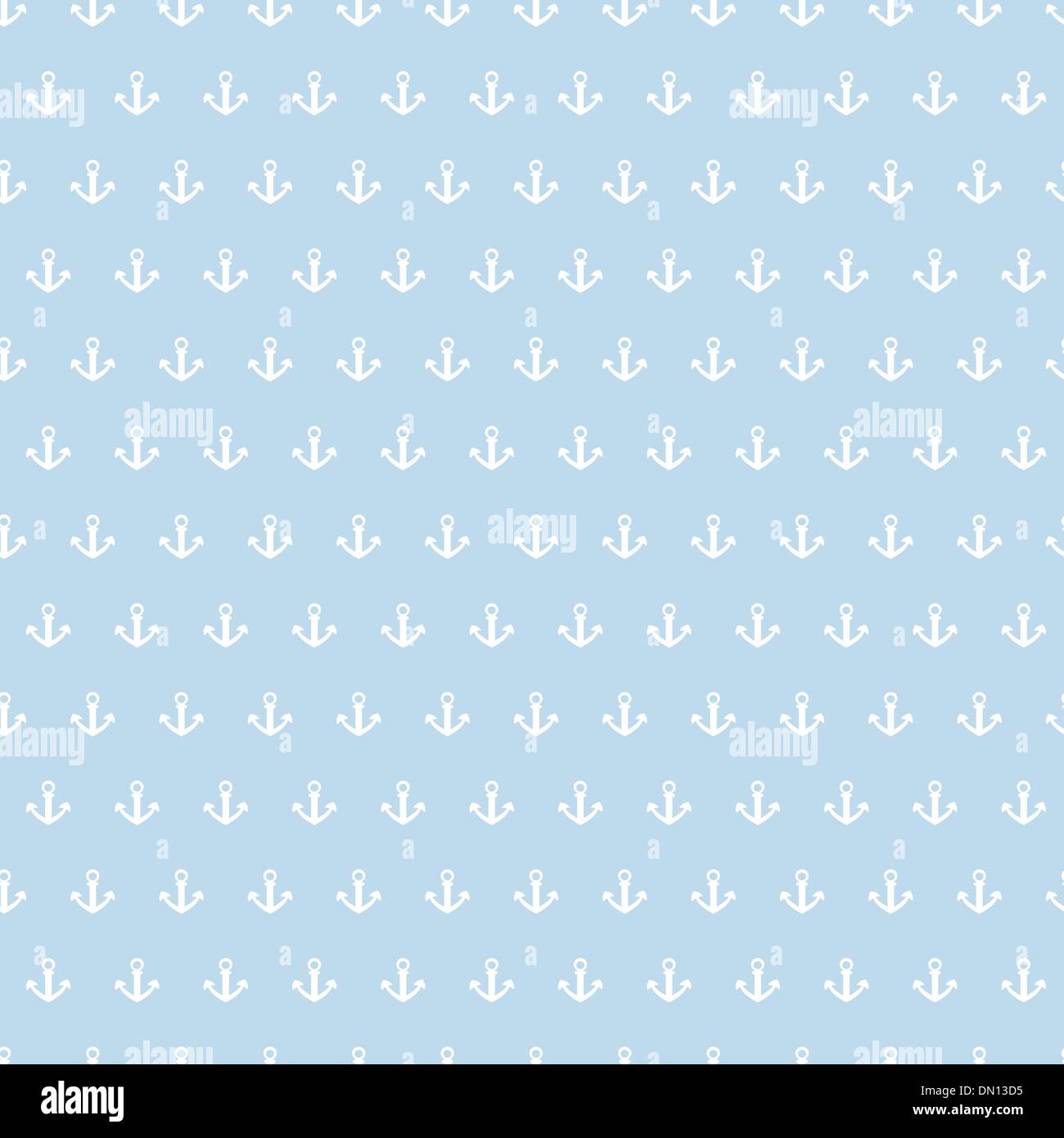 Seamless pattern with white anchors on blue background Stock Vector