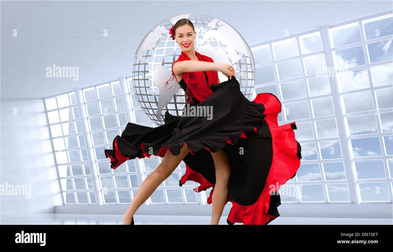 Woman dancing with long dress hi-res stock photography and images - Alamy