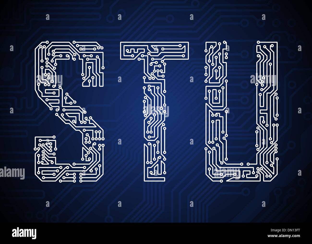 Circuit board letters Stock Vector