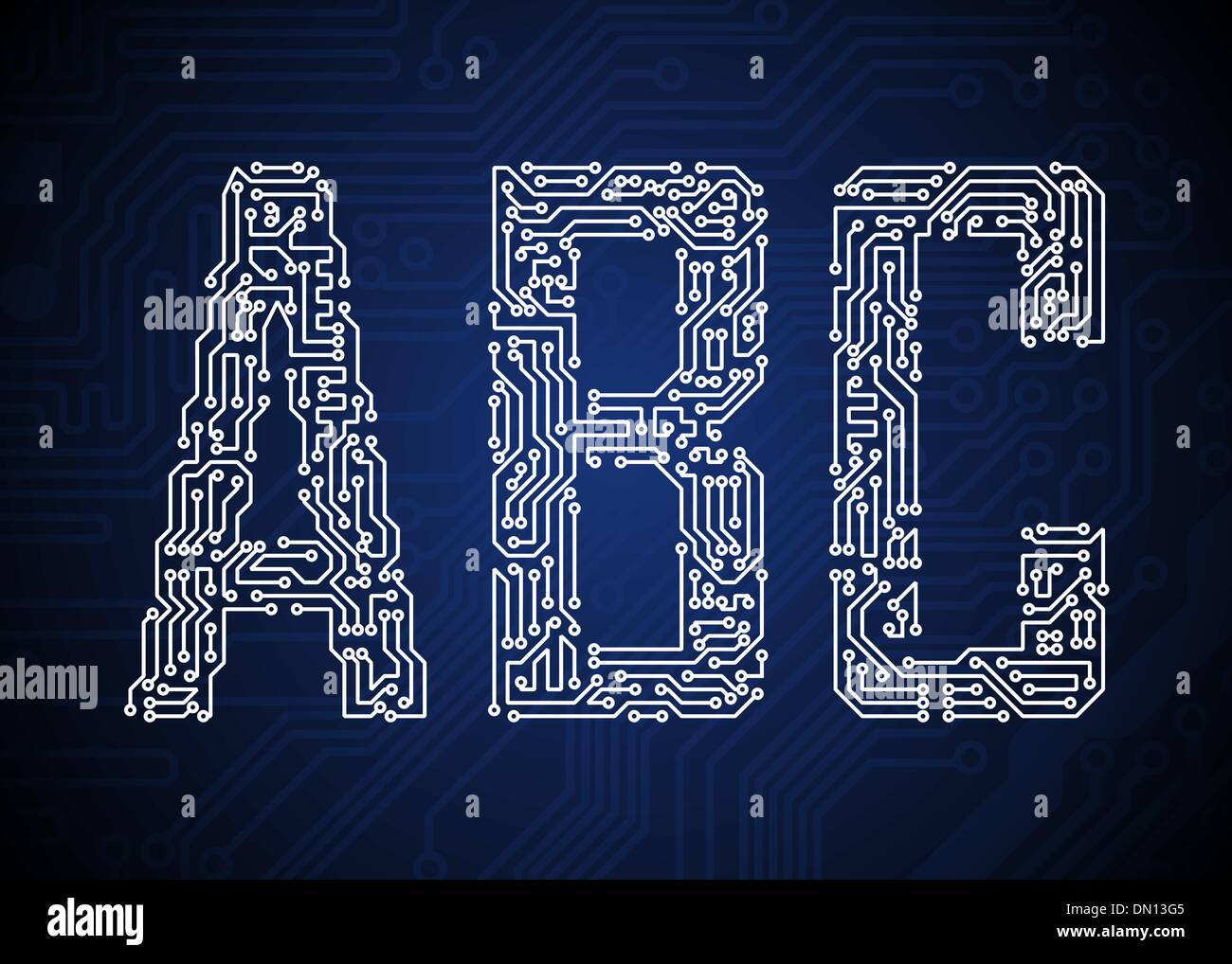 Circuit board letters Stock Vector