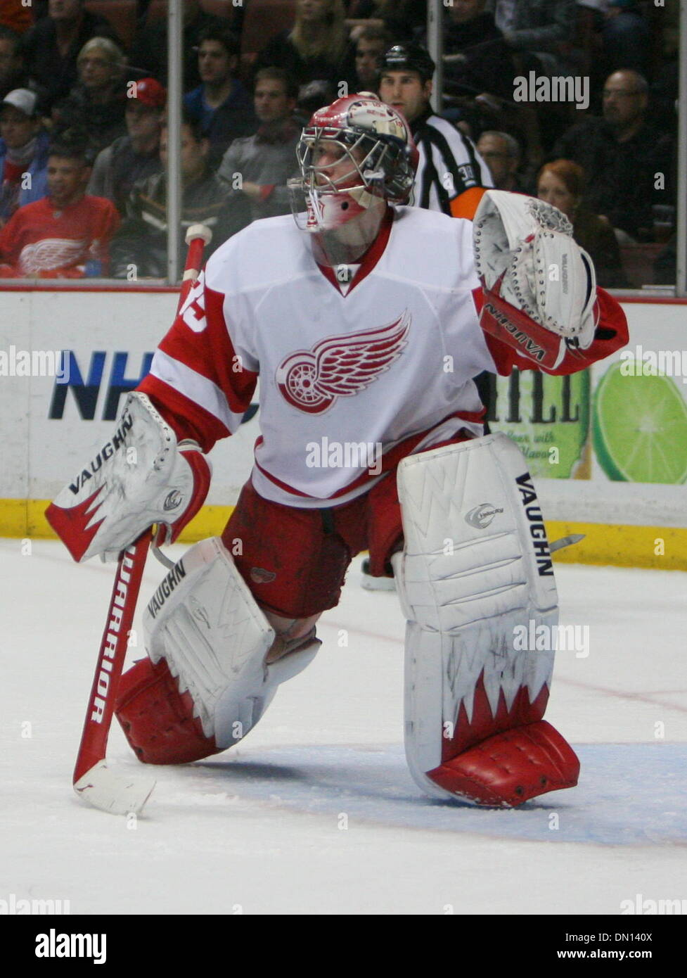 Jan 05, 2010 - Anaheim, California, USA - Detroit Red Wings goalie JIMMY HOWARD is pictured during an NHL hockey game against the Anaheim Ducks at the Honda Center. (Credit Image: © Mark Samala/ZUMA Press) Stock Photo