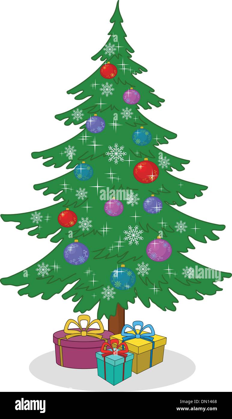 Cartoon christmas tree gift boxes hi-res stock photography and images ...