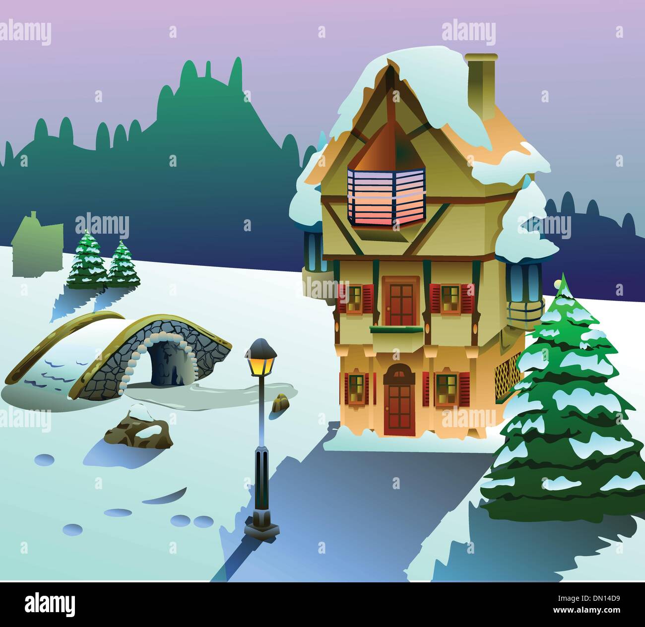 house on christmas season vector Stock Vector Image & Art - Alamy