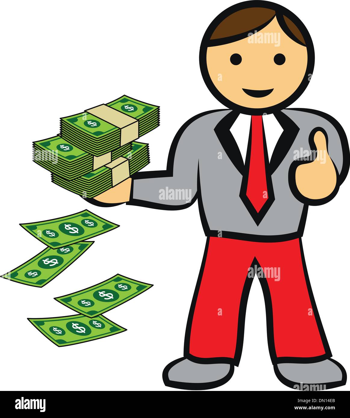 vector businessman with cash Stock Vector