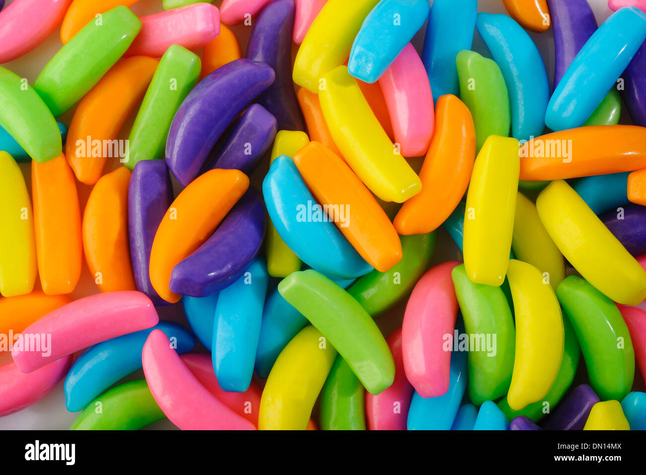 Banana shaped candy Stock Photo