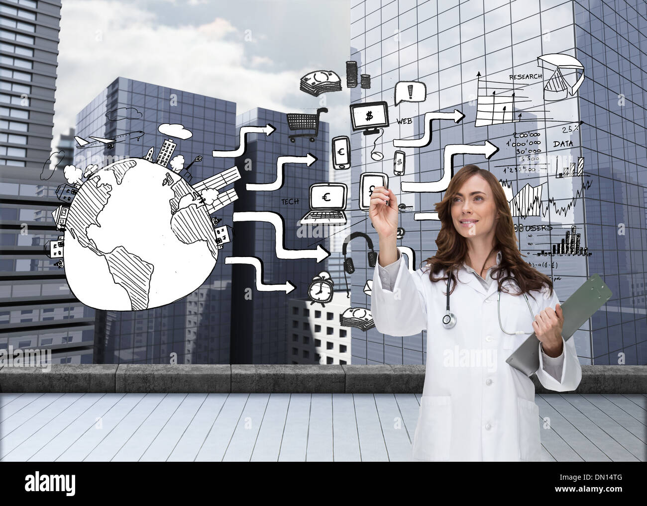 Smiling doctor laptop finger hi-res stock photography and images - Alamy