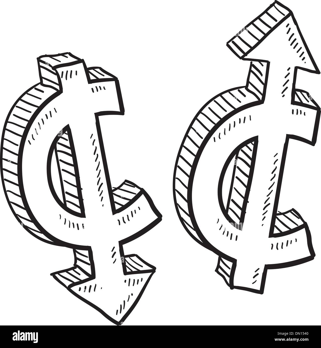 Cent currency value sketch Stock Vector