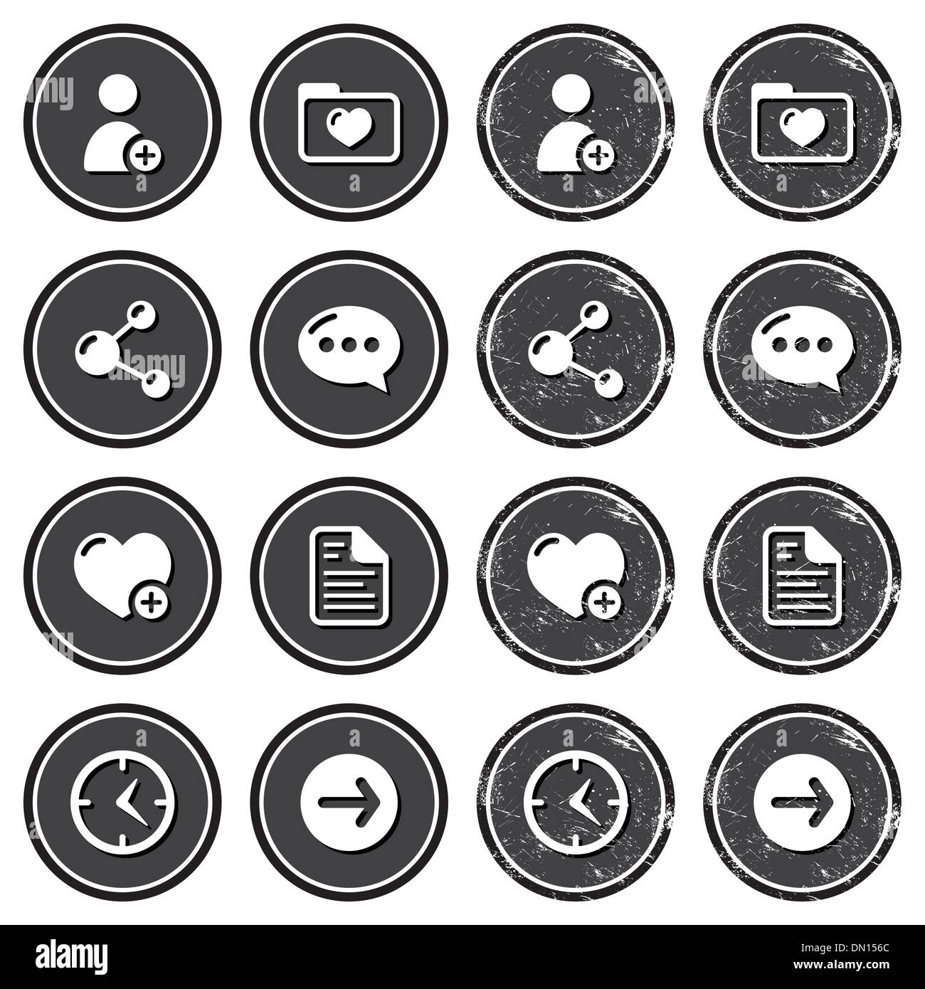 Website navigation icons on retro labels set Stock Vector