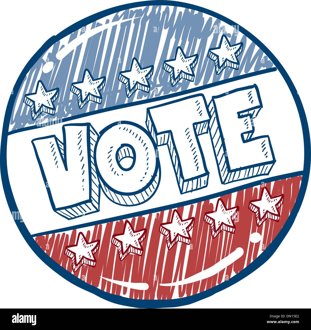 Vote campaign button sketch Stock Vector