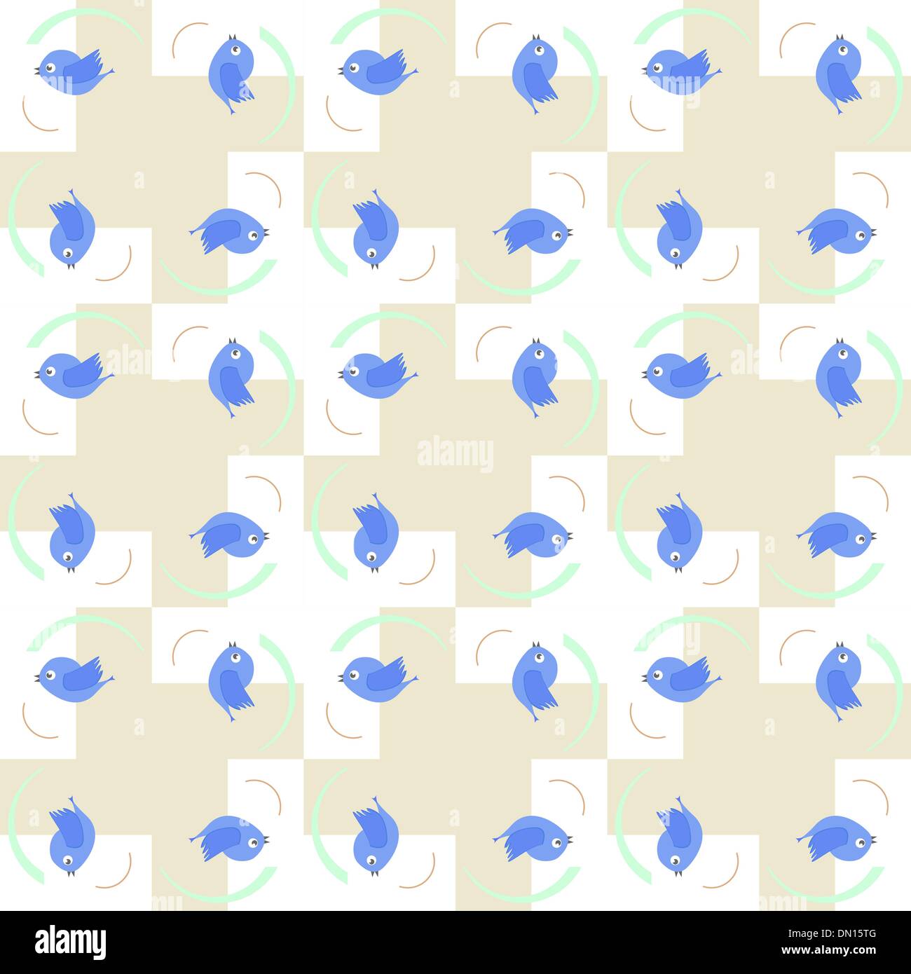 Blue birds seamless pattern Stock Vector