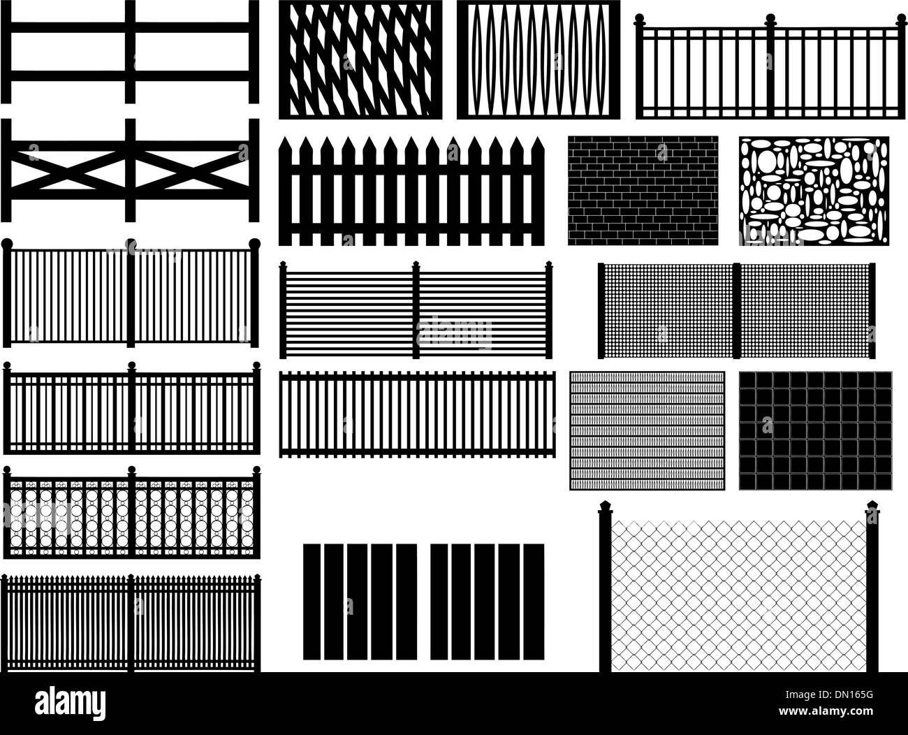 Black iron picket fence Stock Vector Images Alamy