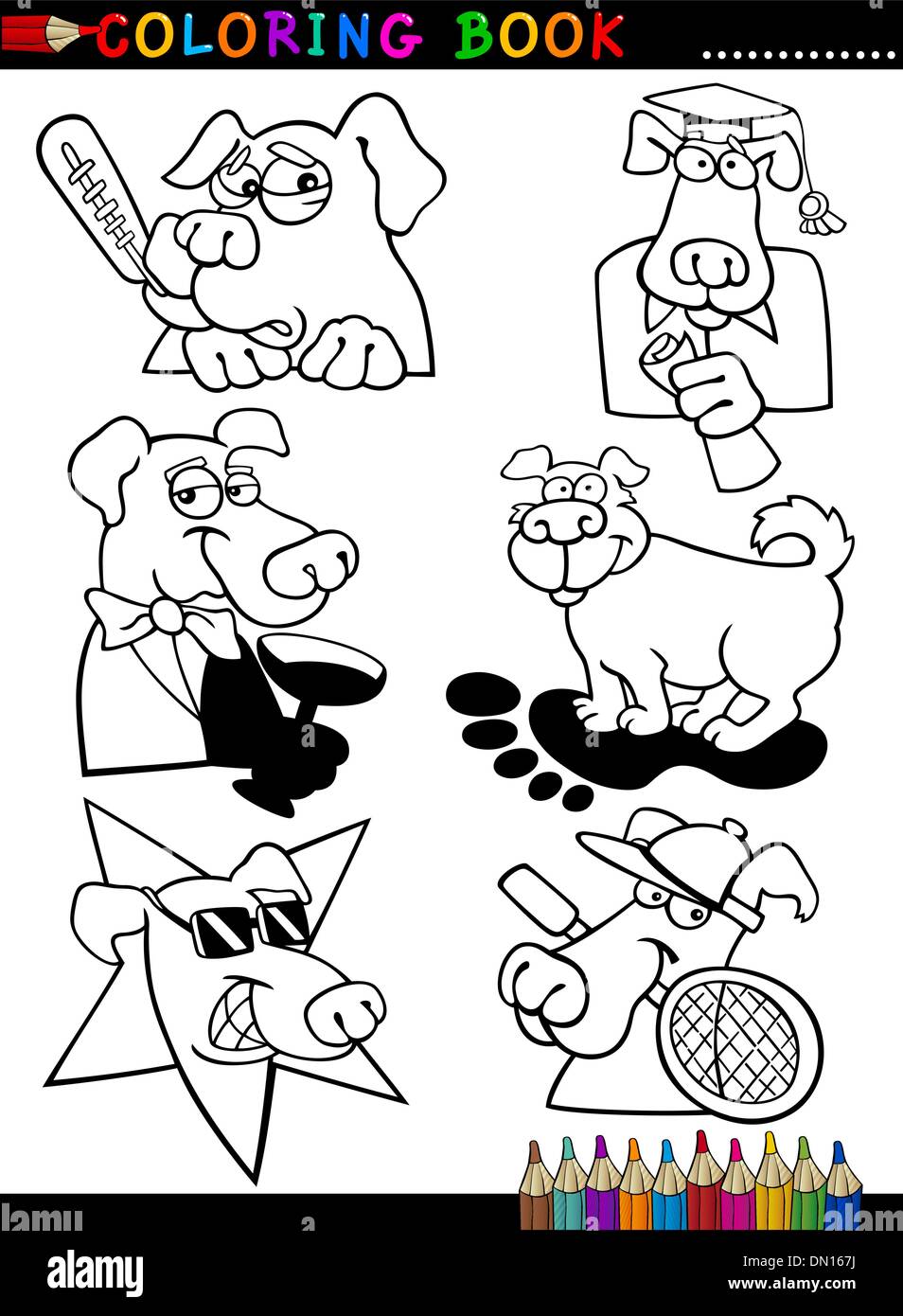 Cartoon Dogs for Coloring Book or Page Stock Vector Image & Art - Alamy