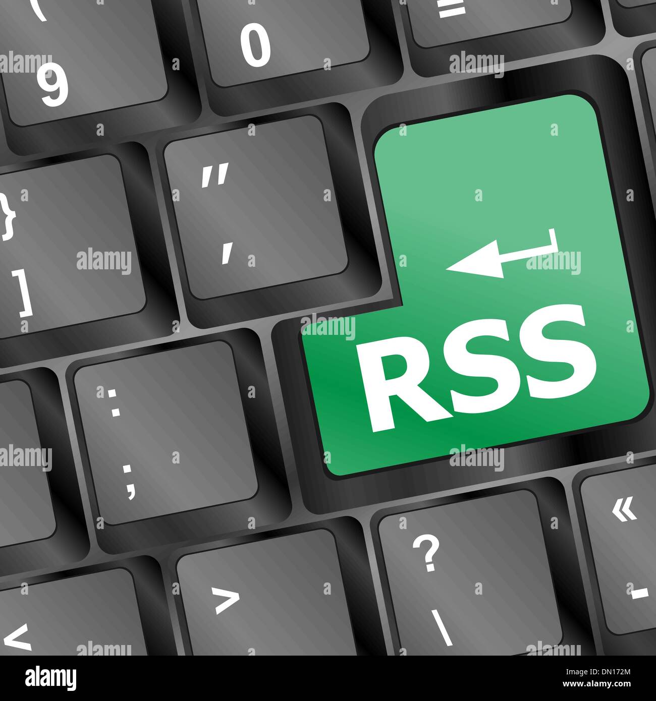 RSS button on keyboard with soft focus Stock Vector