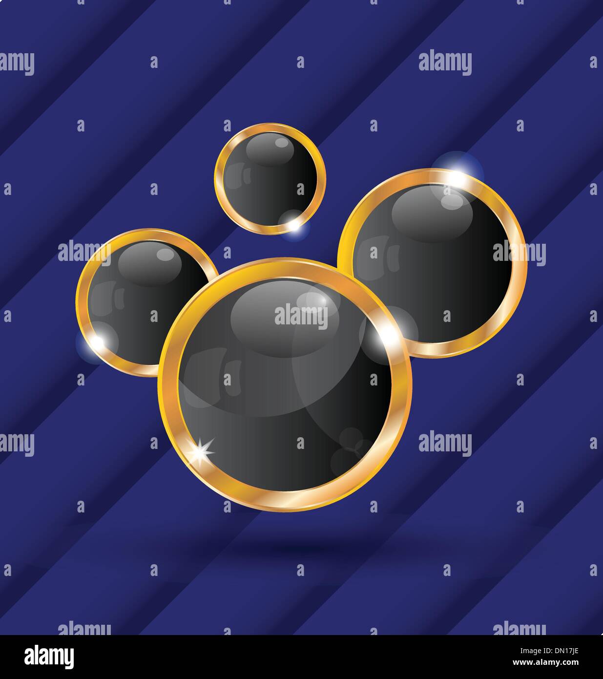 Golden speech bubbles isolated on blue background Stock Vector