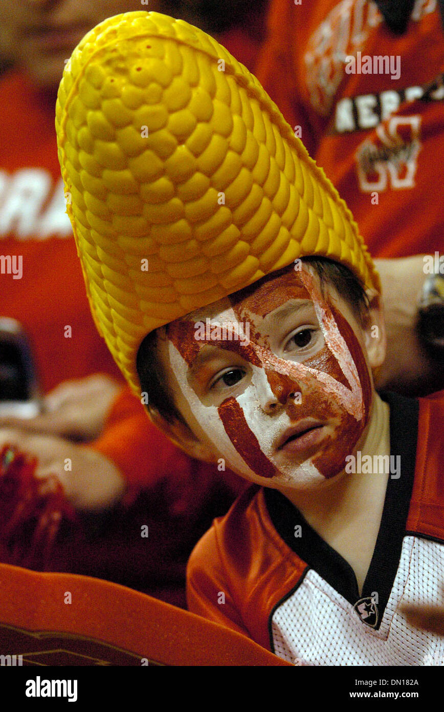 Dec 28, 2005; San Antonio, TX, USA; NCAA FOOTBALL: Jake Sykora, 6, of Papillion, Nebraska with face paint and cornhusker hat to support his Nebraska Cornhuskers during the Nebraska Cornhuskers victory over the Michigan Wolverines in the 2005 Alamo Bowl at the Alamodome in San Antonio, Texas. Mandatory Credit: Photo by D Lopez/San Antonio Express-News/ZUMA Press. (©) Copyright 2005 Stock Photo