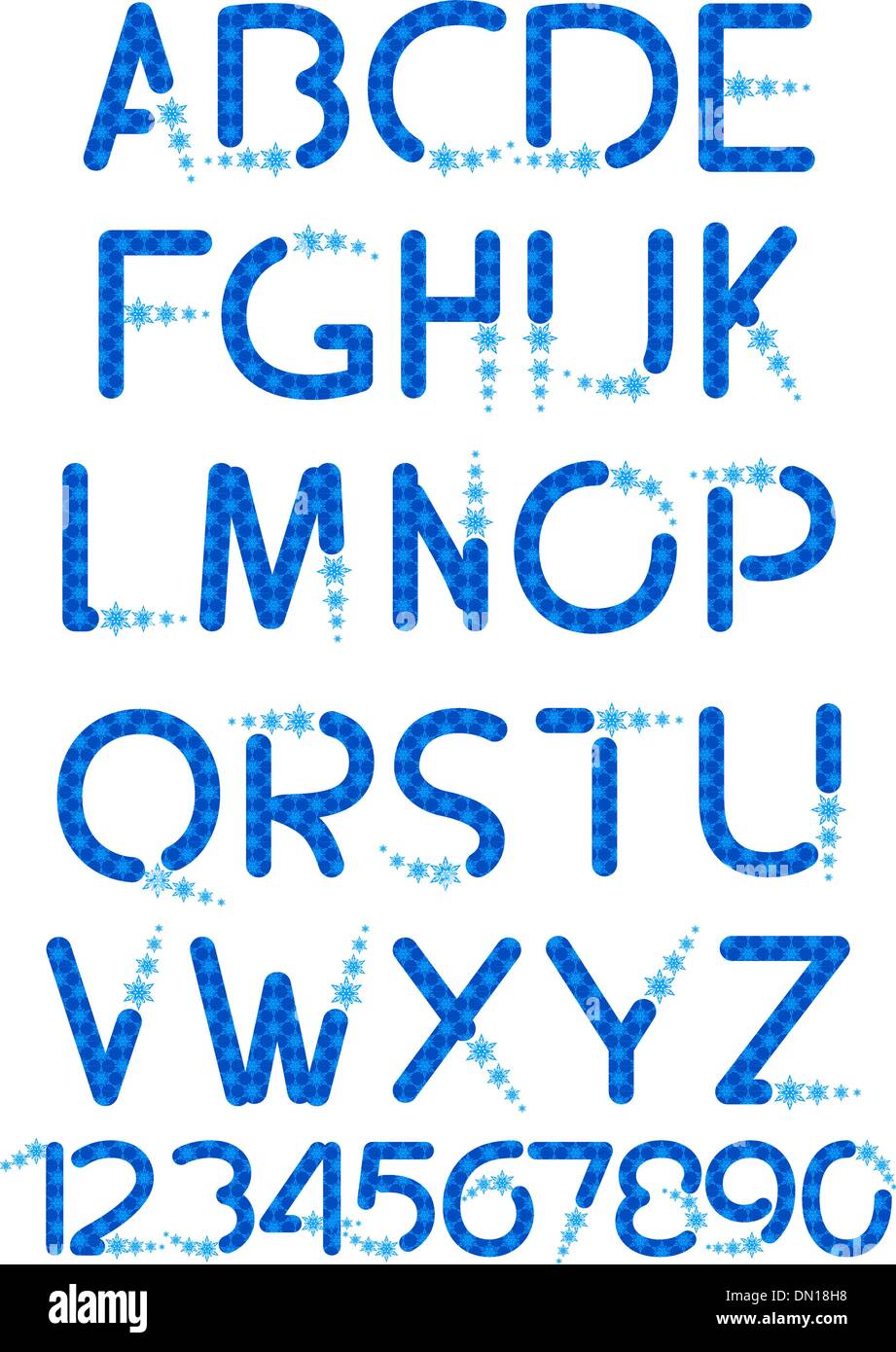alphabet with snowflakes Stock Vector