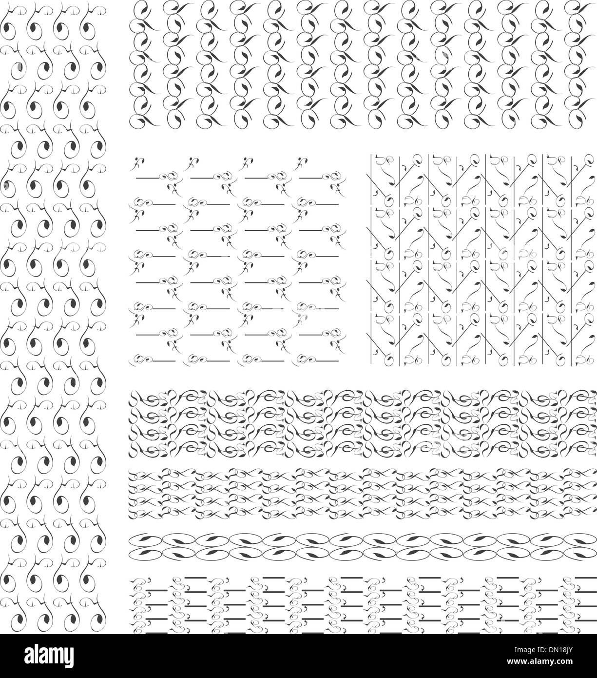 Set of black and white geometric seamless patterns. Vector Stock Vector ...