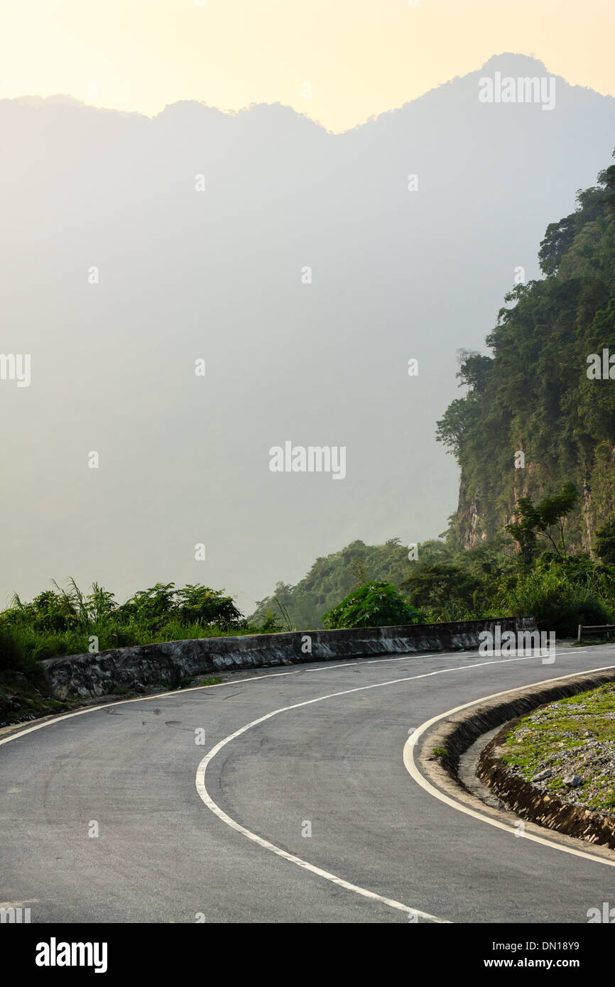 Highway near Mai Chau town, Hoa binh province, Vietnam Stock Photo