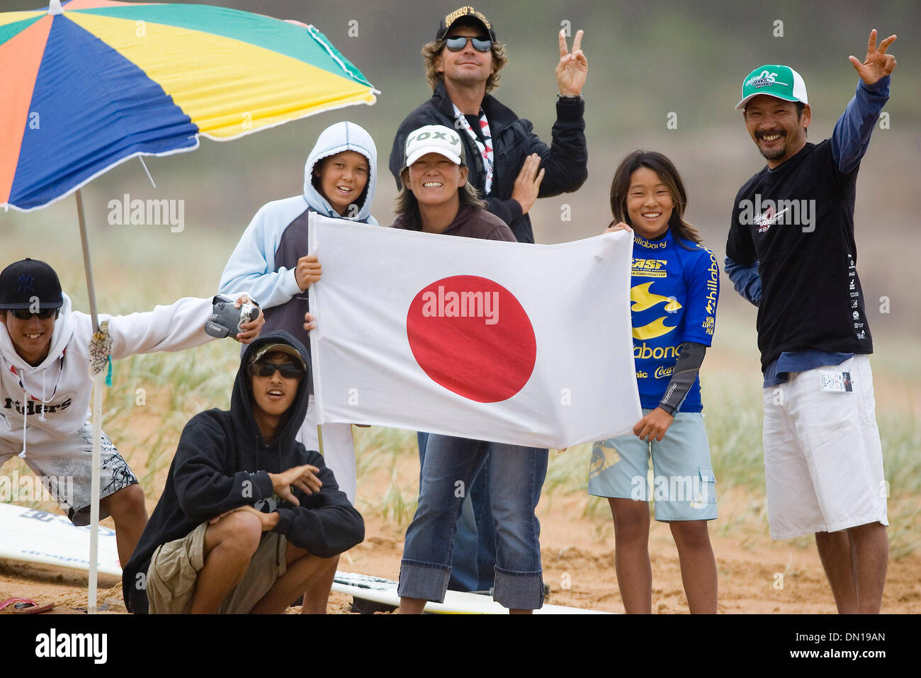 Jan 02, 2006; Narrabeen, NSW, Australia; The Japanese contingent taking part in the Billabong World Junior Championships were delighted when one of their team members advanced to the quarter finals of the event taking place at Narrabeen, NSW, Australia today. Mizuki Hagiwara (Japan) progressed to the quarter finals by beating Australian Rebecca Oakley (Sunshine Coast) in round thre Stock Photo