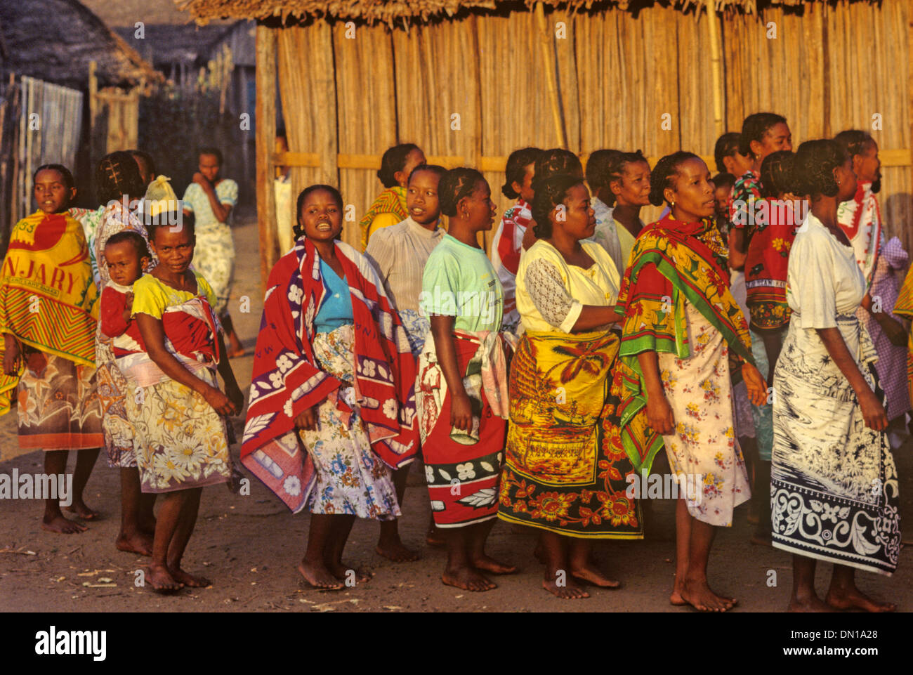 Tribal Dancers of the Antaimoro Tribe during the Sambatra Circumcision Festival Mananjary Madagascar Stock Photo
