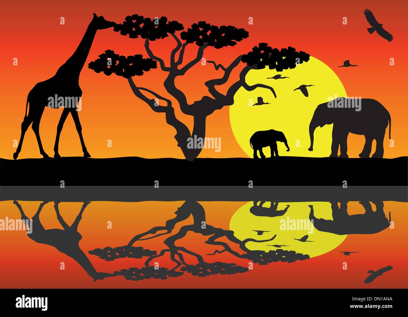 vector giraffe and elephants Stock Vector Image & Art - Alamy