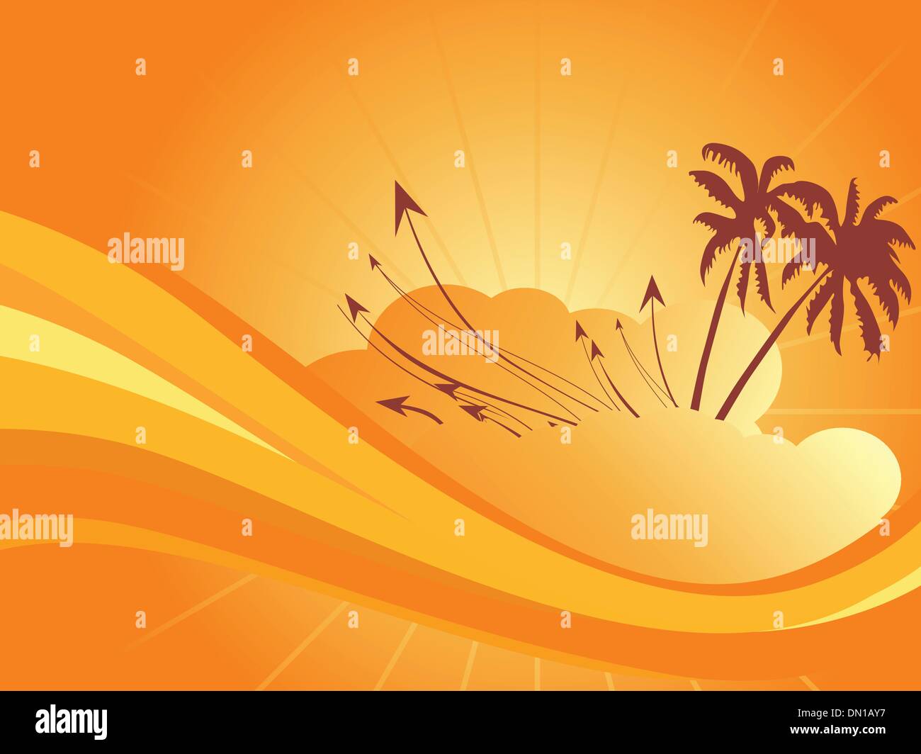 sea beach with palm trees Stock Vector