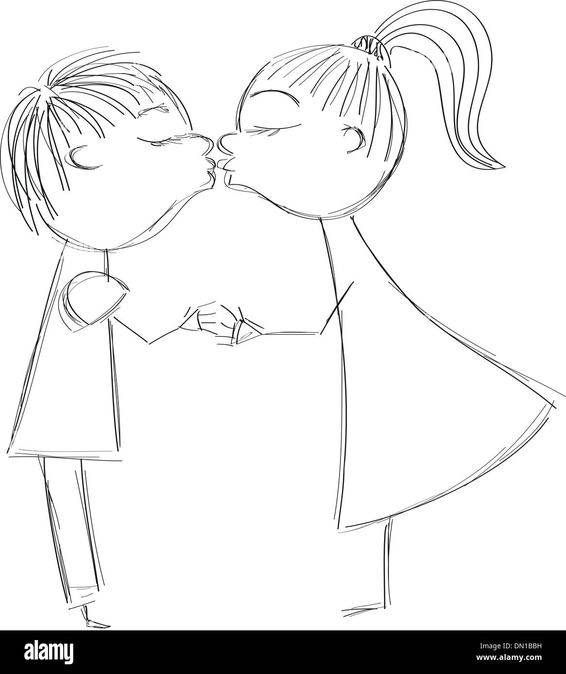 Hand Dawing Boy And Girl Kiss Stock Vector Image Art Alamy Hand Dawing Boy And Girl Kiss Stock Vector Image Art Alamy