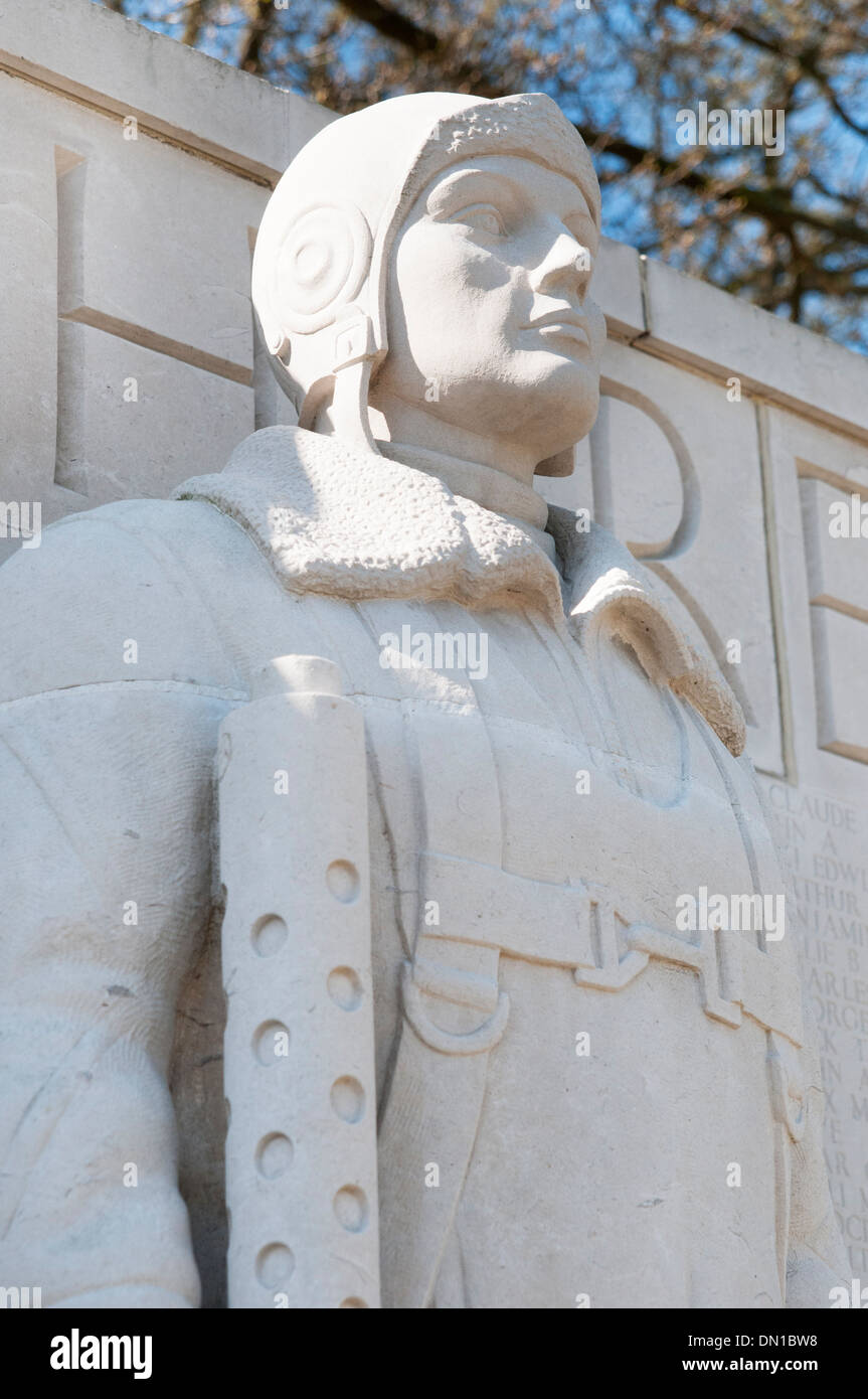 Statue of an World War II American airman by Wheeler Williams, US War Cemetery, Madingley, Cambridge, England Stock Photo
