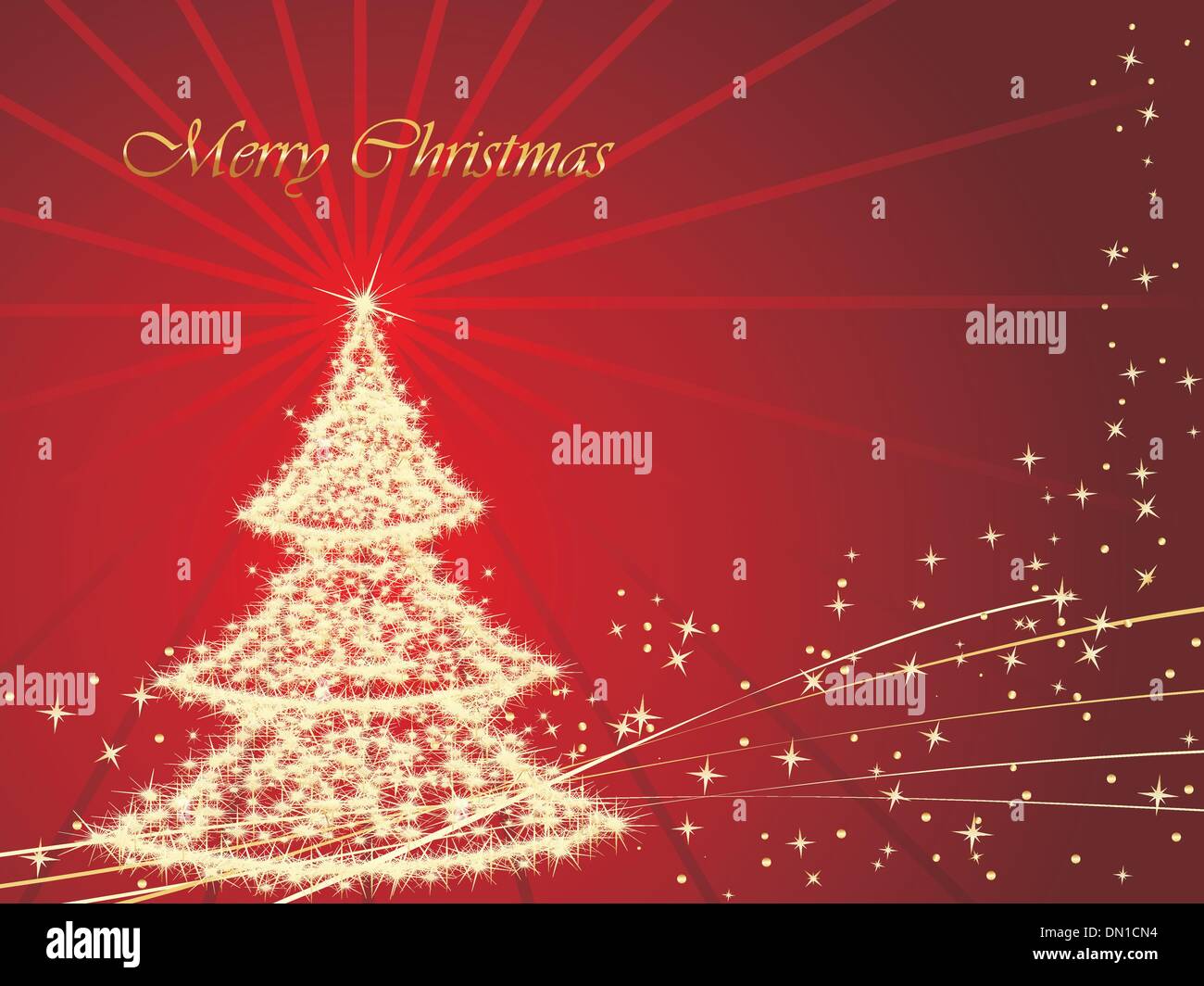 christmas stars background with tree, illustration Stock Vector Image ...