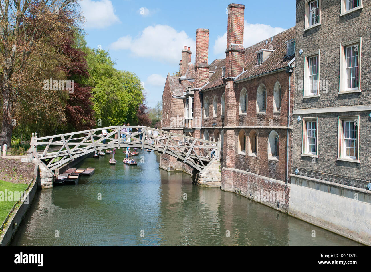 The Mathematical bridge, built in 1749 by James Essex that spans the river Cam in Cambridge, England, UK Stock Photo