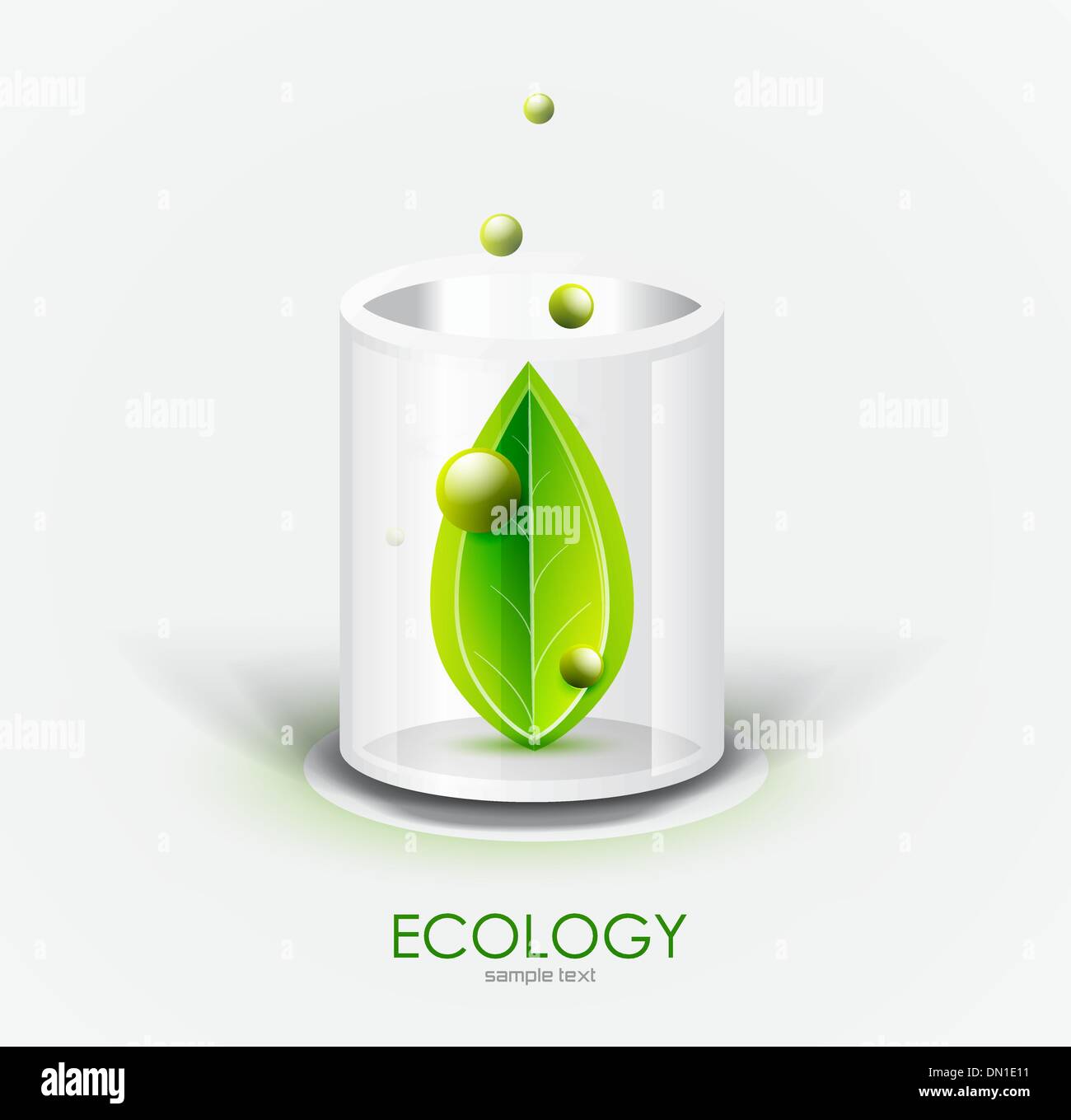 Glass vessel and leaf. Nature icon Stock Vector