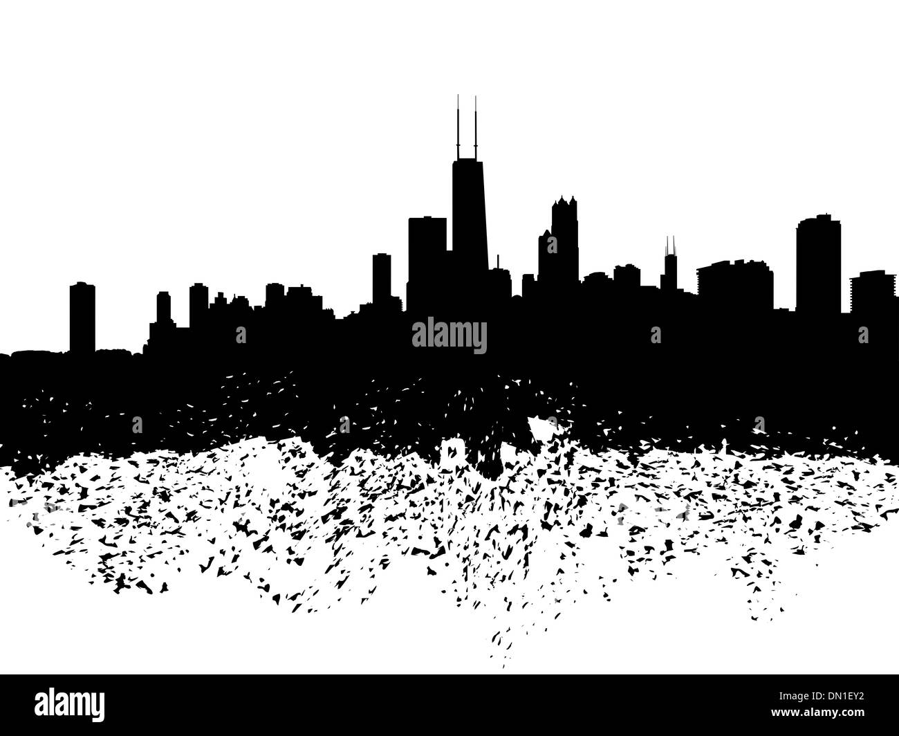 Chicago skyline grunge silhouette illustration Stock Photo - Alamy