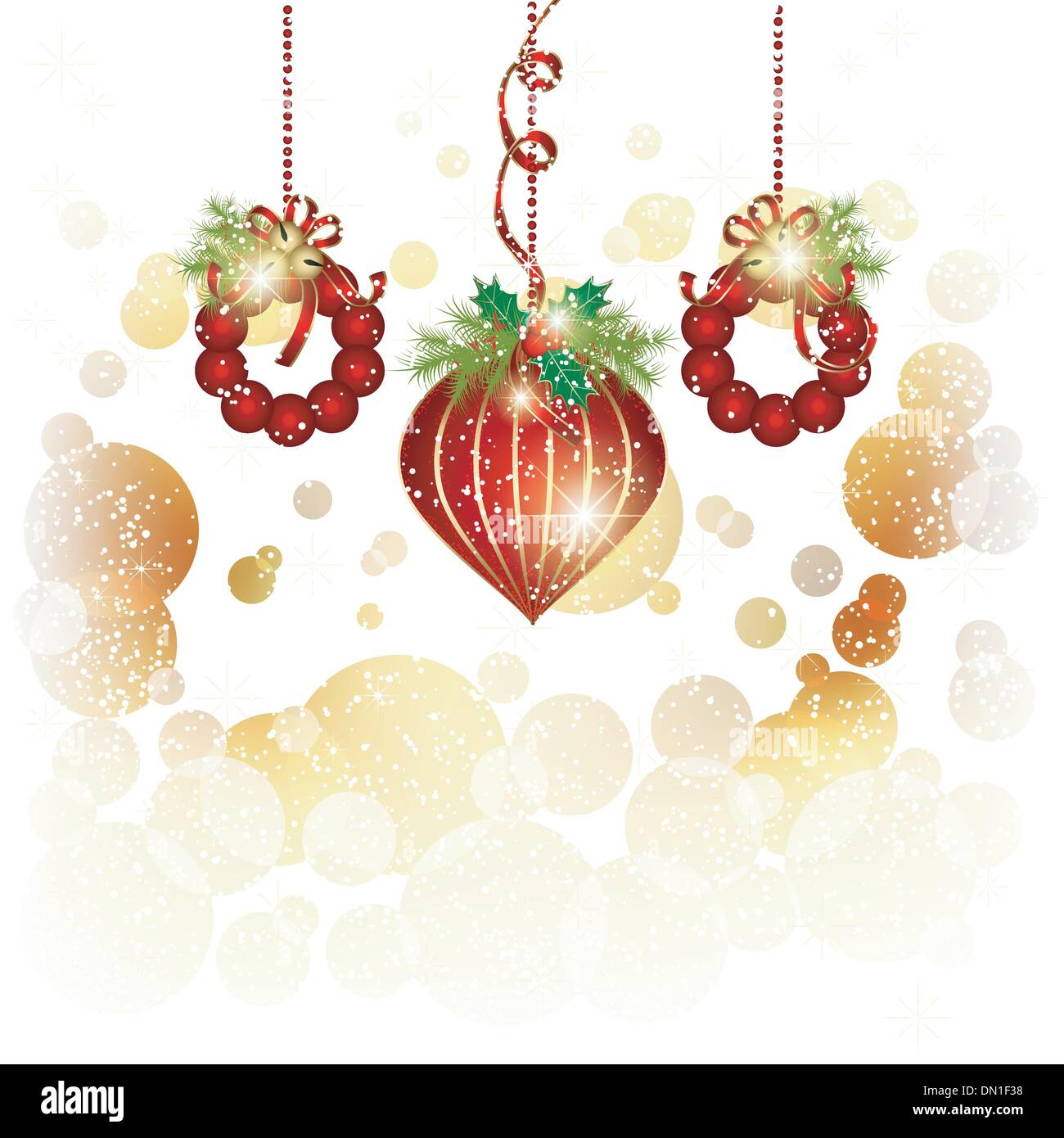Christmas Ornament on Gold Color Background Stock Vector