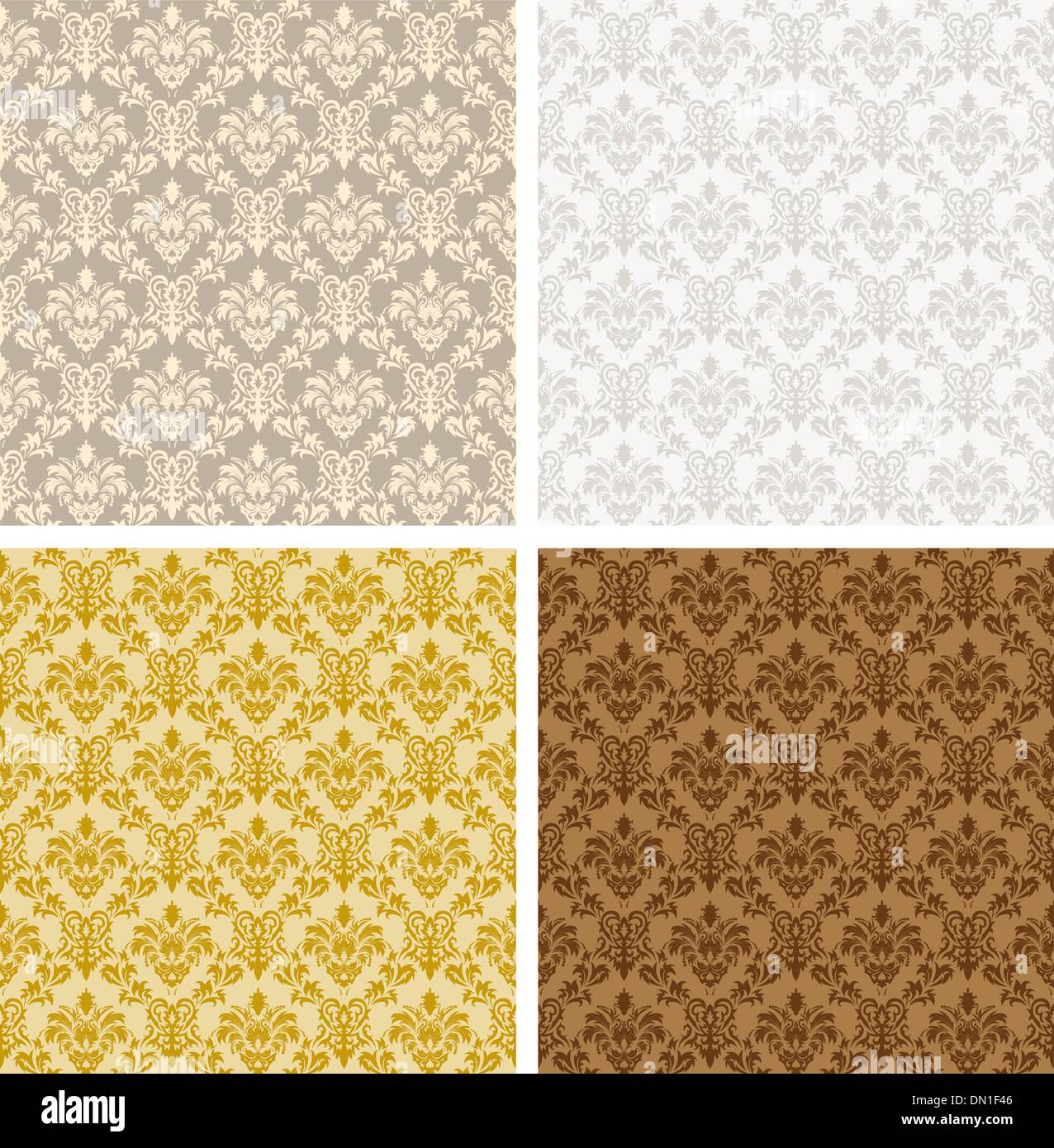 Damask Seamless Color Set Stock Vector Image & Art Alamy