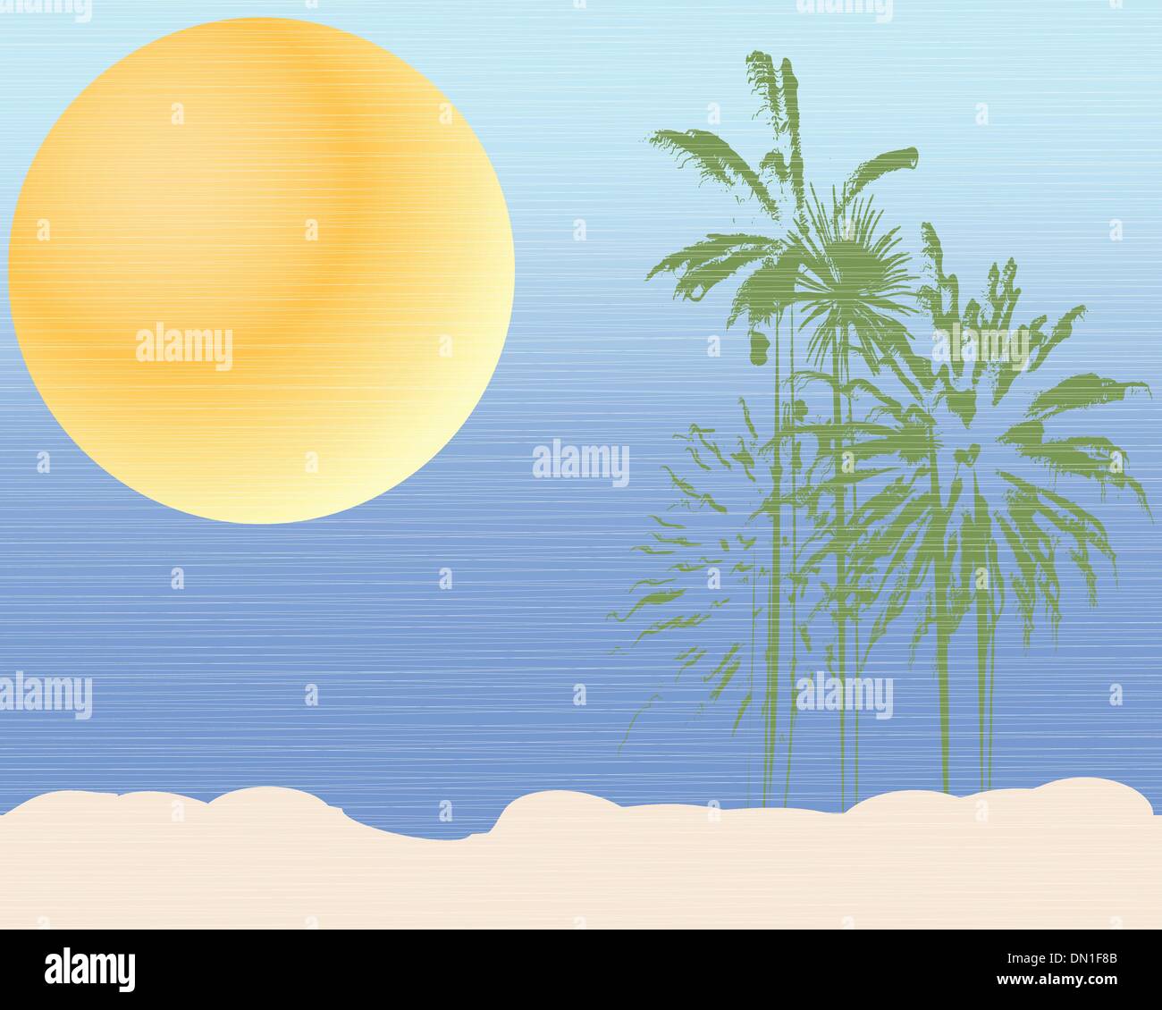 Tropical beach scene with palm trees Stock Vector Images - Alamy