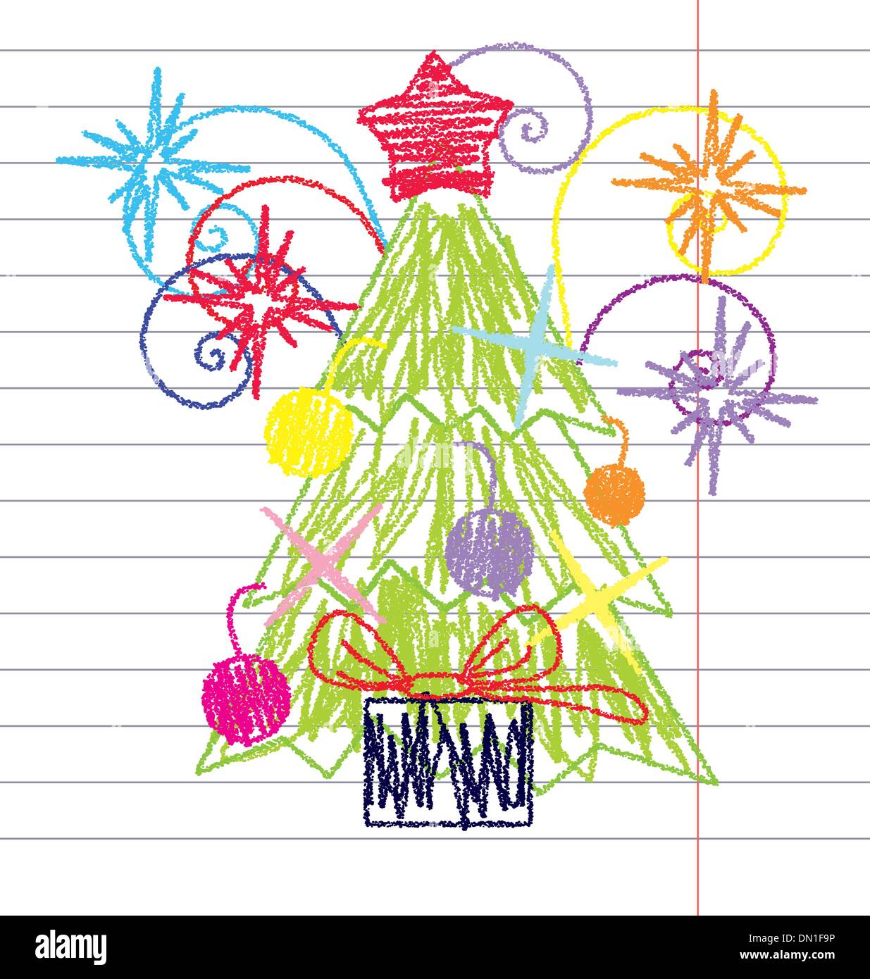 Crayon Christmas tree vector Stock Vector Image & Art - Alamy