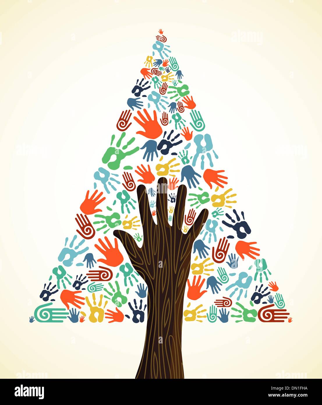 Diversity Christmas pine Tree hands Stock Vector Image & Art - Alamy