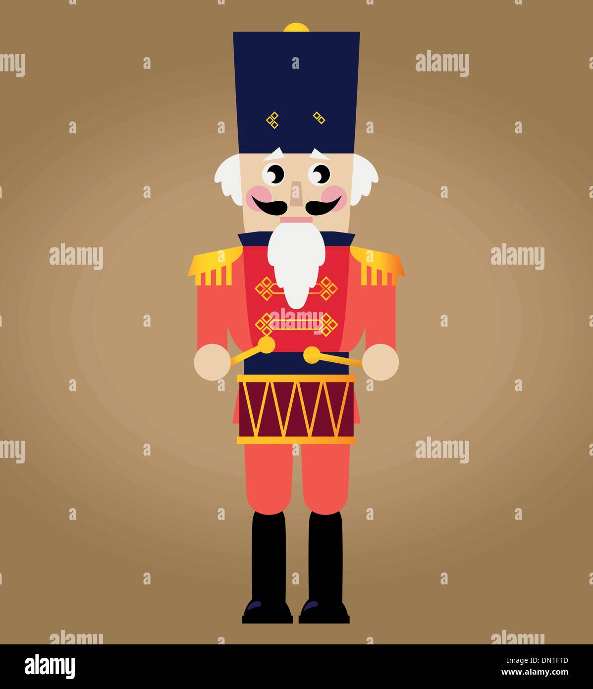 Cute red retro Nutcracker isolated on brown Stock Vector