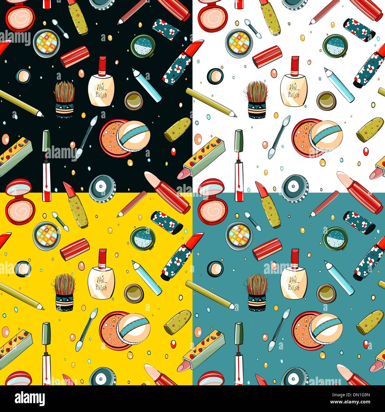 Colorful Makeup Seamless Patten Stock Vector