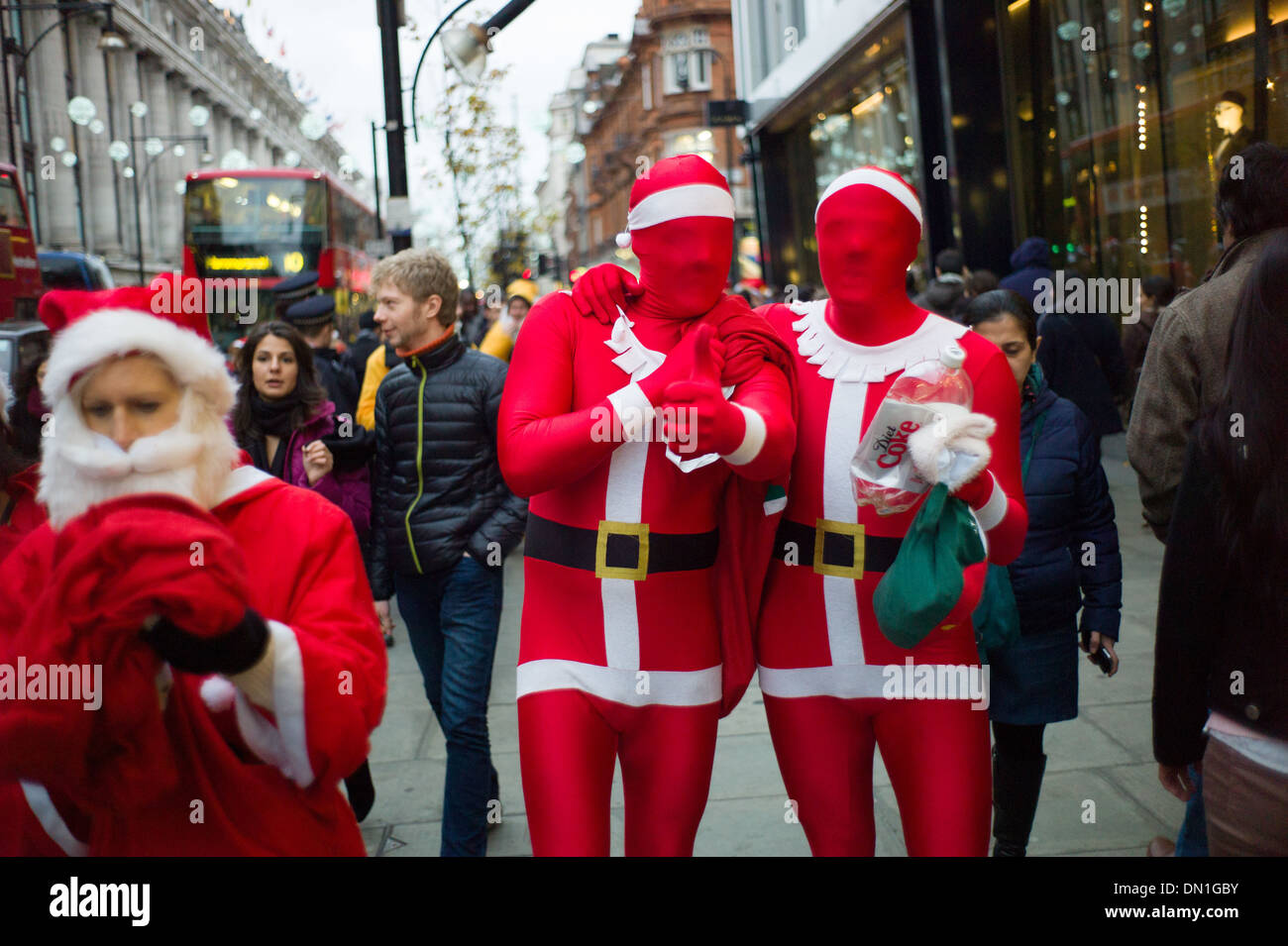 Santas on Oxford Street London Stock Photo - Alamy