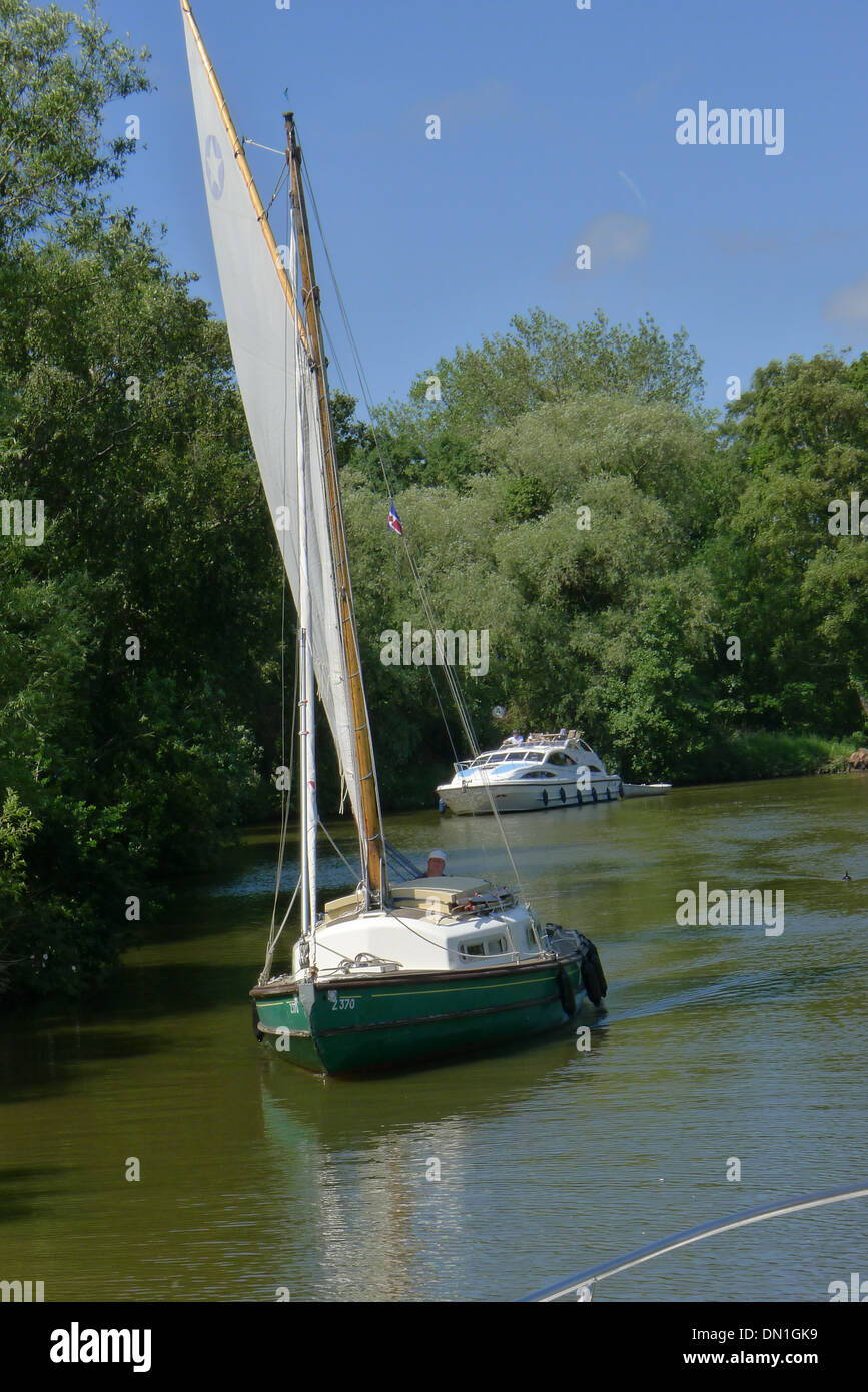 sailing boat on the norfolk broads, norfolk, uk Stock Photo - Alamy