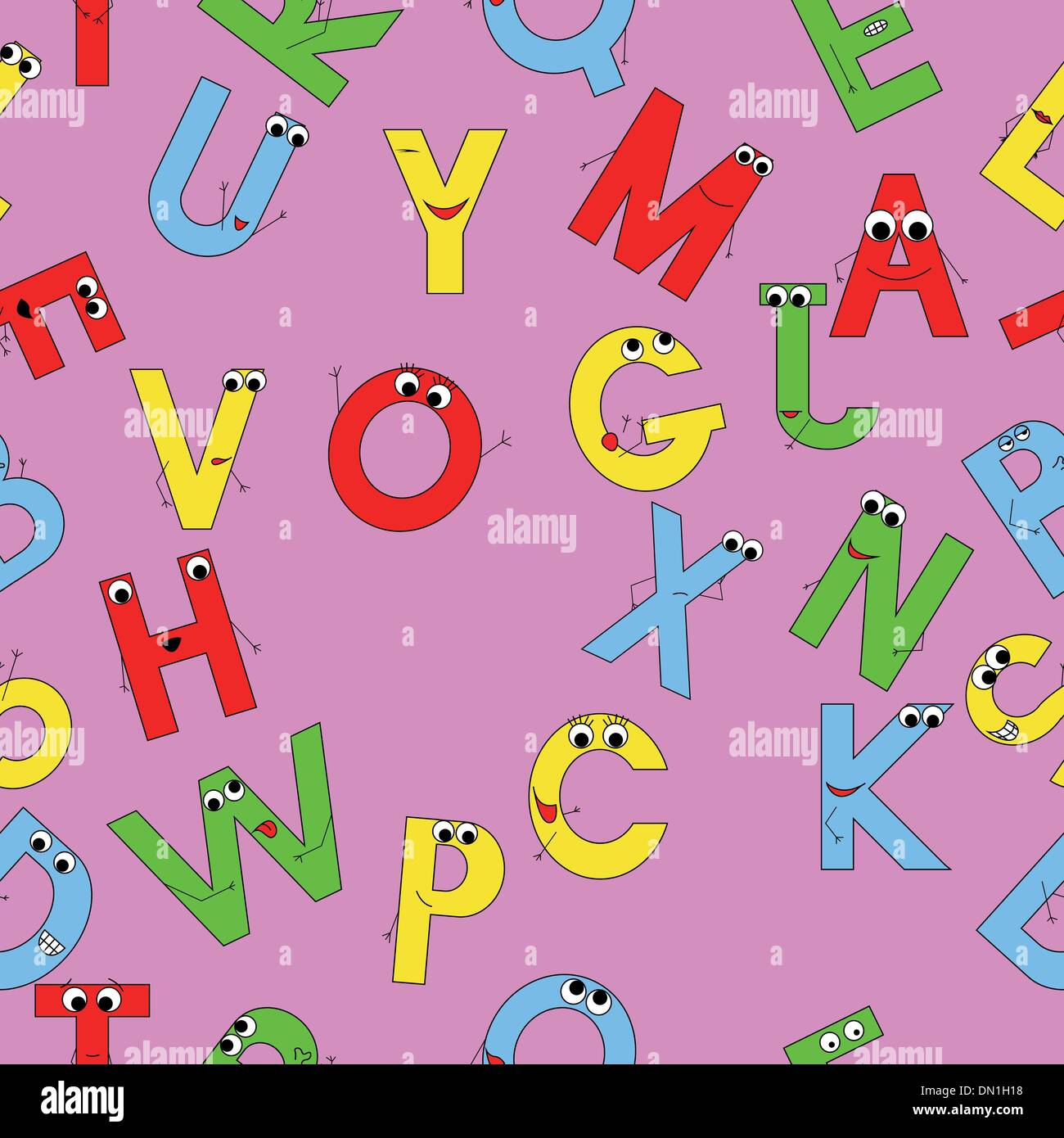 seamless pattern with funny alphabet Stock Vector