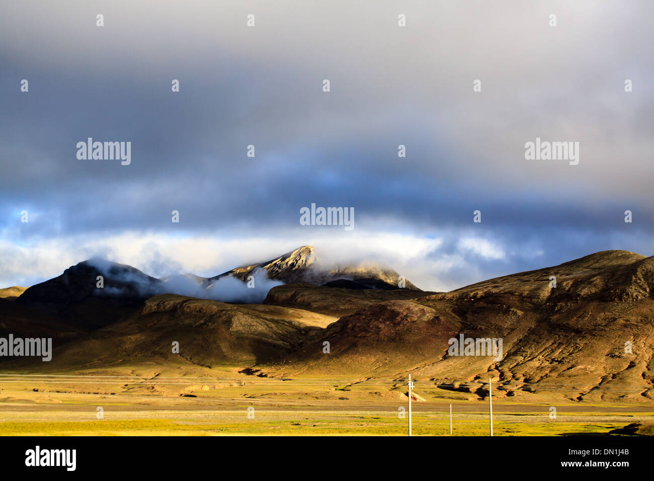 Mountain with blue sky at Tibet Stock Photo