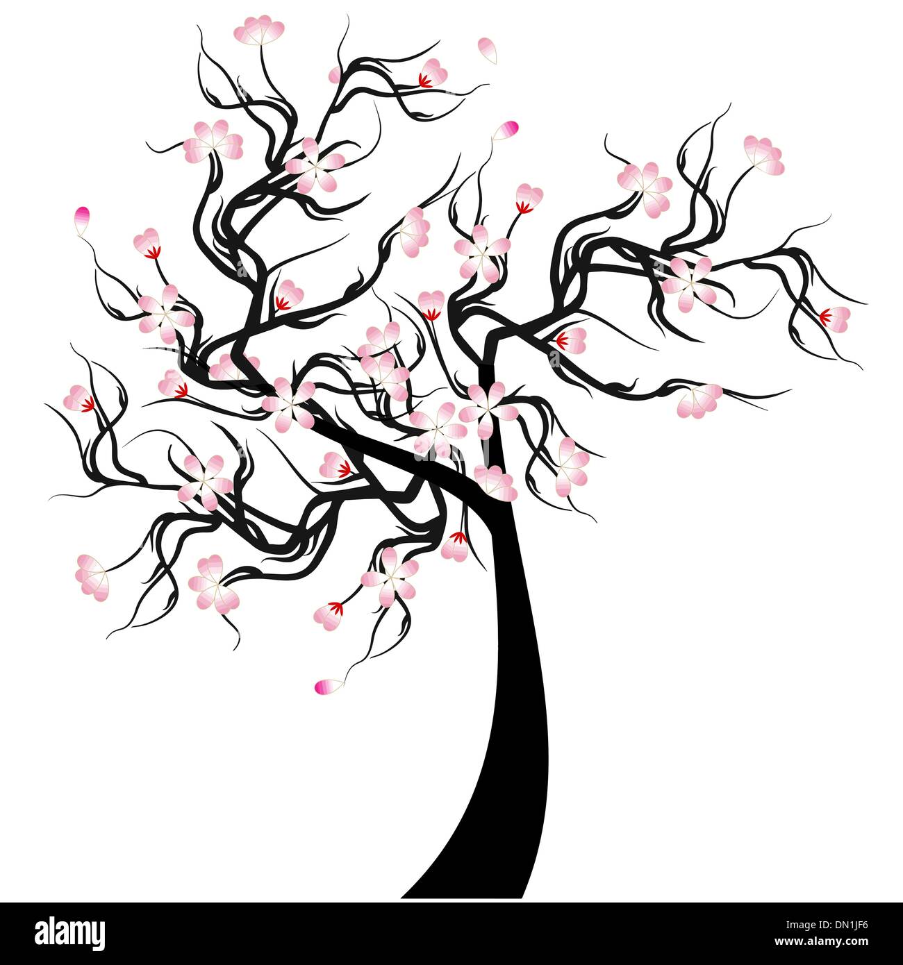 Cherry blossom black vector Stock Vector Images - Alamy