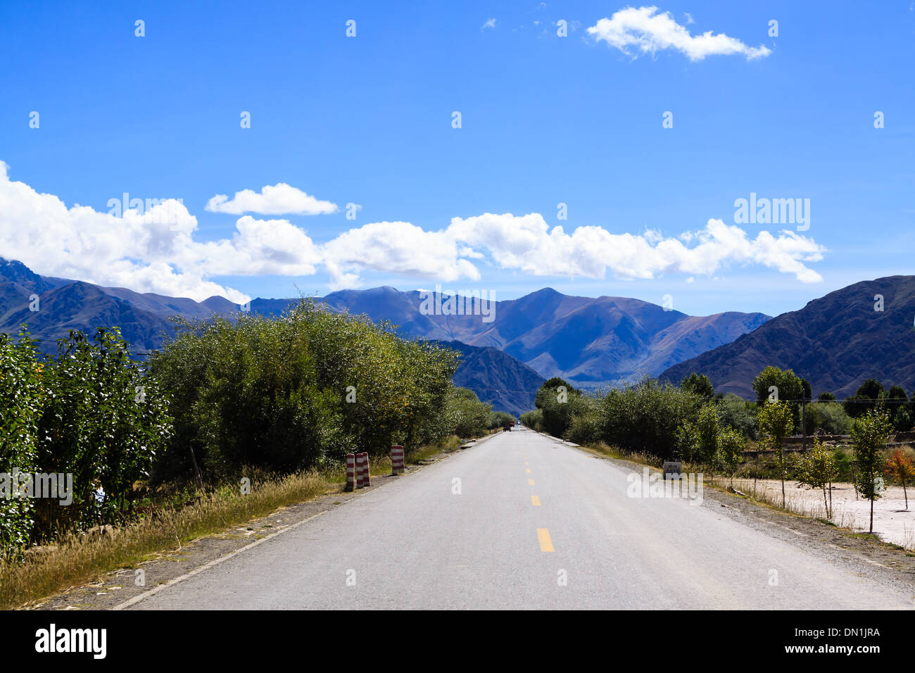 Mountain with blue sky at Tibet Stock Photo