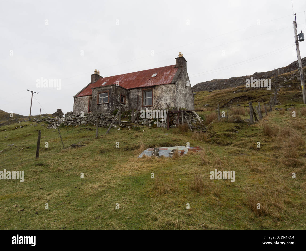 Abandoned Croft House, Isle of Lewis, Scotland Stock Photo