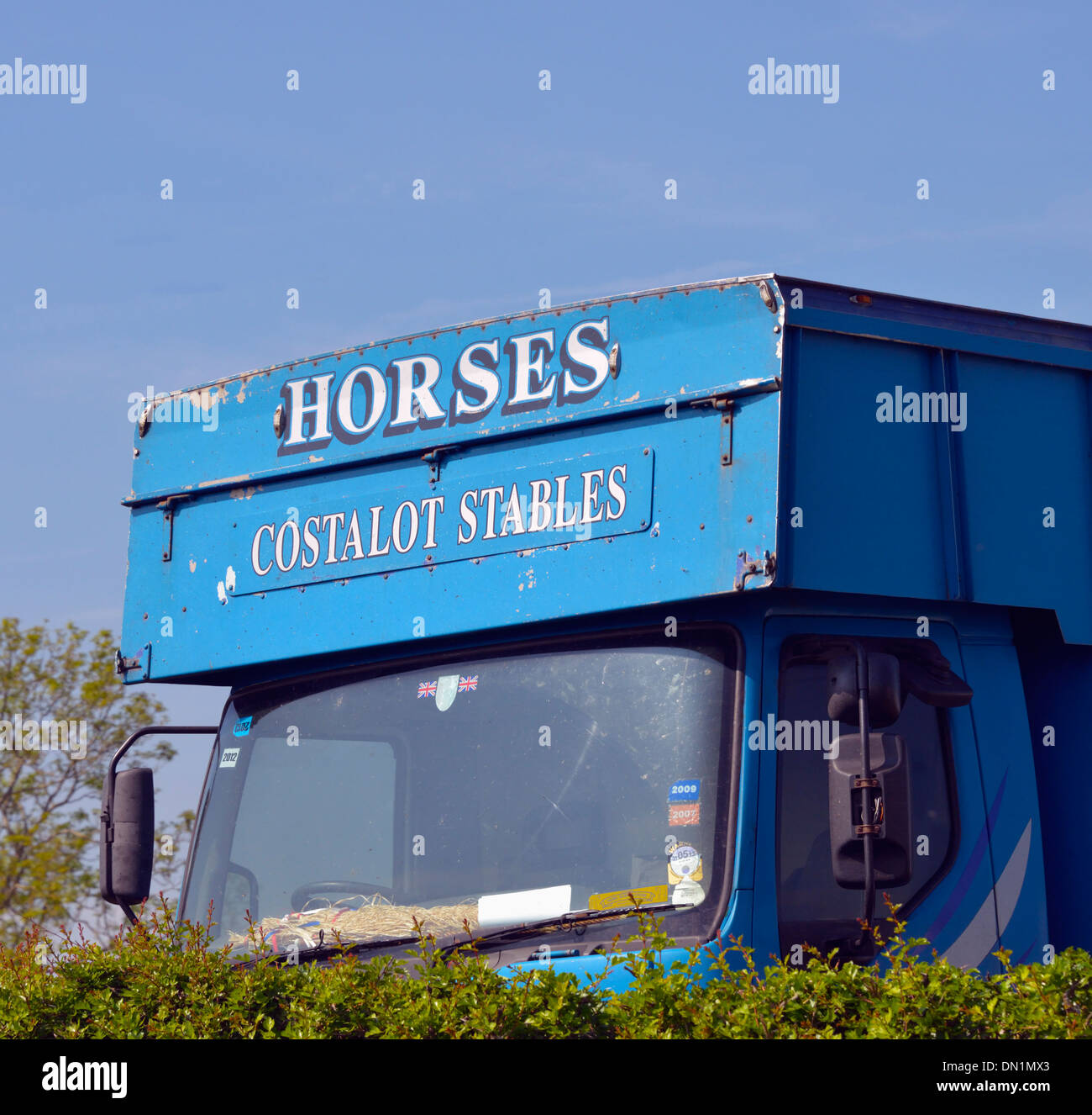 'HORSES COSTALOT STABLES', horse lorry. Appleby Horse Fair, Appleby-in-Westmorland, Cumbria, England, United Kingdom, Europe. Stock Photo